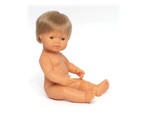 Miniland Baby Doll Caucasian Dark Blonde Boy 38cm Kids Pretend Play Toy 10m+