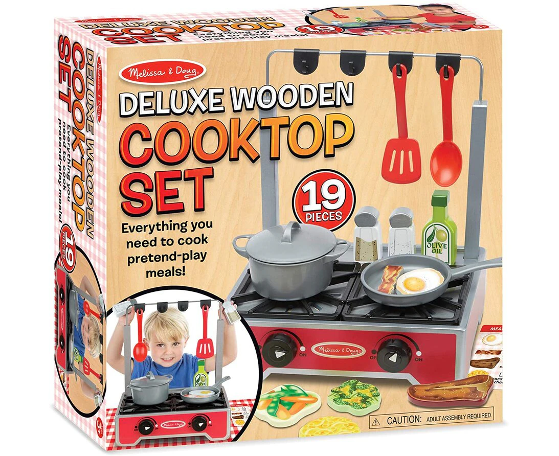 Melissa & Doug Deluxe Wooden Cooktop Set Kids/Childrens Interactive Toy 3+