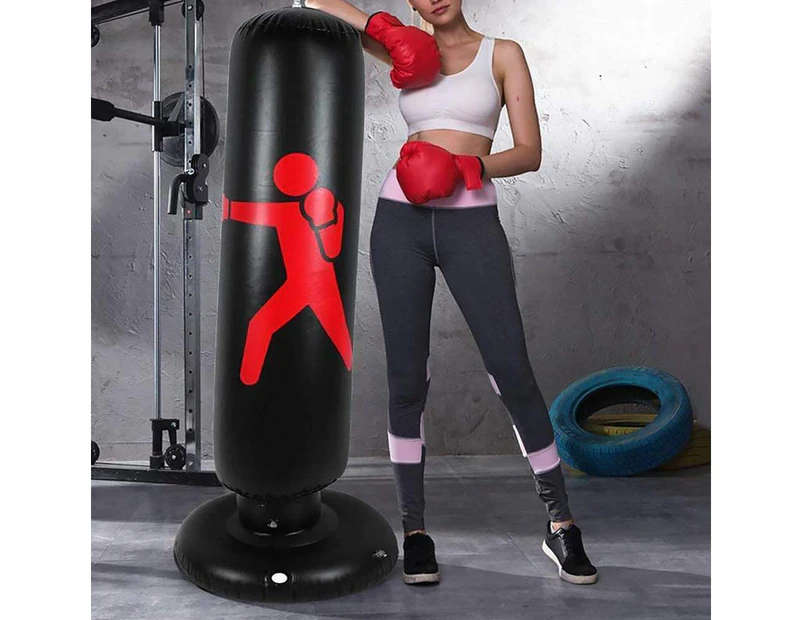Fitness Punching Bag, Heavy Punching Bag Kick Training Inflatable Tower Bag Freestanding Tumbler Column Sandbag