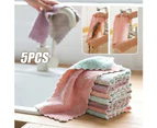 5Pcs Kitchen Double Sided Anti Oil Strong Absorbent Cleaning Dish Cloth Towel-Random Color