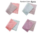 4Pcs/Set Water Absorbent Soft Coral Fleece Home Kitchen Towel Cleaning Cloths-Random Color