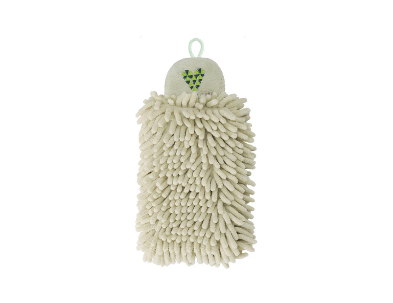 Quick-drying Hanging Hand Towel Soft Chenille Stylish Washcloth Hanging Towel for Household-Bean Green