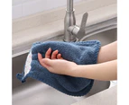 Good Absorption Coral Fleece Cleaning Cloth Hanging Design Practical More Thicken Washing Cloth for Home-Blue