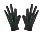 1 Pair Anti-slip Shockproof Ice Silk Cycling Gloves Two Half Fingers Men Sports Gloves Fishing Accessories - Green B