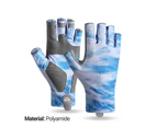 1 Pair  Cycling Gloves Half Finger Non-slip Shredded Ice Shock Absorbing Sports Gloves for Men - Sky Blue