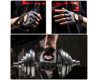 1 Pair Anti-slip Adjustable Training Gloves Hook Loop Fasteners Durable Half Finger Hand Wrist Palm Protector Gloves for Powerlifting - Grey