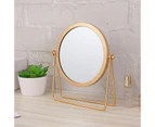 Round Retro Makeup Mirror 360° Adjustable Rotating Table Mirror Metal Frame Dresser Small Standing Mirror