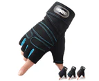 1 Pair Fitness Training Weightlifting Anti-slip Half Finger Protection Gloves-Light Blue