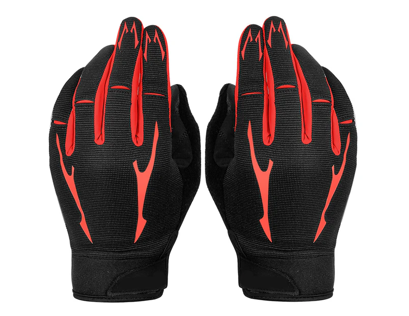 1 Pair Outdoor Cycling MTB Anti-slip Windproof Touch Screen Full Finger Gloves - M Red