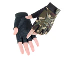 1 Pair Kids Outdoor Riding Non-slip Breathable Protective Half-finger Gloves - Amry Green