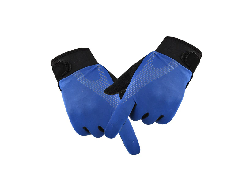 1 Pair Ice Silk Gloves Full Finger Breathable Unisex Outdoor Sports Touch Screen Climbing Fitness Bicycling Gloves for Weight Lifting Exercise - Blue M