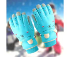 1 Pair Kids Snow Gloves Windproof Breathable Cartoon Pattern Thermal Kids Athletic Gloves for Winter - Cyan