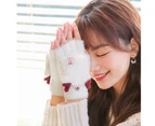 1 Pair Knitted Fingerless Flip Gloves Skin-friendly Breathable Accessory Convertible Mittens Flap Cover Glove for Sport - White