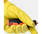 1 Pair Reusable Gardening Gloves Stab-resistant Faux Leather Proof Pruning Protection Long Glove for Planting - Yellow L