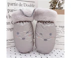 1 Pair Full Cover Kids Gloves Comfortable Plush Cold Resistant Child Winter Gloves for Camping - Light Grey