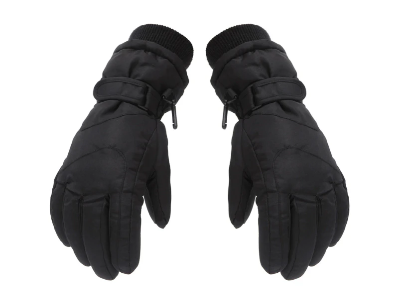 1 Pair Kids Ski Gloves Elastic Wrist Comfortable Wearing Stretch Children Warm Waterproof Outdoor Sports Gloves for Skiing Snowboarding Hiking Cycling - Black M