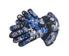 1 Pair Fleeced Sport Gloves Cartoon Windproof Full Finger Cover Winter Gloves for Kids - Blue