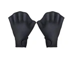 1 Pair Swimming Gloves Water Resistance Adjustable Wrist Strap Half Finger Aquatic Swimming Webbed Gloves for Water Sports - L Black