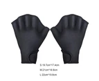 1 Pair Swimming Gloves Water Resistance Adjustable Wrist Strap Half Finger Aquatic Swimming Webbed Gloves for Water Sports - S Black