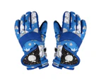 1 Pair Skiing Gloves High Insulation Warming Keeping Waterproof Winter Unisex Kids Snow Gloves for Outdoor - Blue L