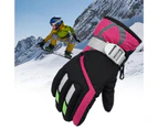 1 Pair Warm Gloves Waterproof Good Performance Knitted Fabric Practical Kids Winter Outdoor Gloves for Skiing - Black
