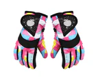 1 Pair Skiing Gloves High Insulation Warming Keeping Waterproof Winter Unisex Kids Snow Gloves for Outdoor - Color Block L