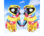 1 Pair Skiing Gloves High Insulation Warming Keeping Waterproof Winter Unisex Kids Snow Gloves for Outdoor - Yellow L