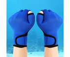 1 Pair Swimming Gloves Water Resistance Adjustable Wrist Strap Half Finger Aquatic Swimming Webbed Gloves for Water Sports - M Blue