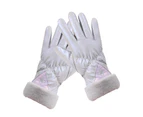 1 Pair Women Gloves Thickened Wind Resistant Touch Screen Autumn Winter Full Finger Cycling Gloves for Outdoor - Grey A