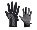 1 Pair Thickened Cycling Gloves Windproof Breathable Honeycomb Palm Touchscreen Gloves for Winter - Grey M