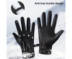 1 Pair Thickened Cycling Gloves Windproof Breathable Honeycomb Palm Touchscreen Gloves for Winter - Black L