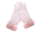 1 Pair Women Gloves Thickened Wind Resistant Touch Screen Autumn Winter Full Finger Cycling Gloves for Outdoor - Pink B