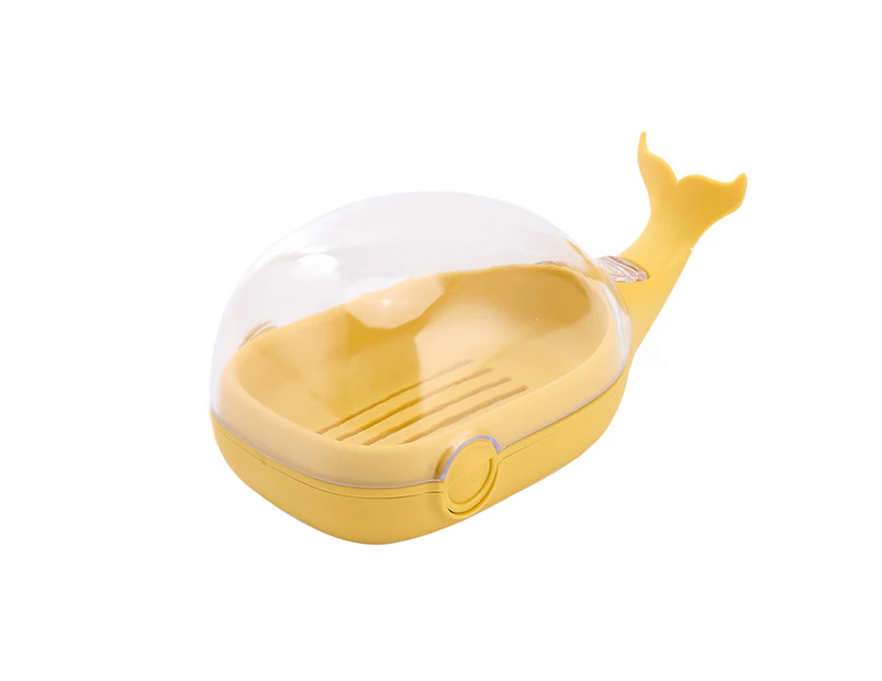 Soap Holder with Lid Double Layer PP Home Drainage Design Soap Box for Bathroom-Yellow