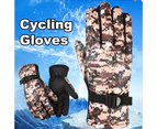 Cycling Gloves Waterproof Wear-resistant Thermal Camouflage Print Windproof Sport Gloves for Outdoor - Khaki