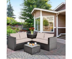 Costway 4PCS Outdoor Patio Rattan Furniture Set Cushioned Loveseat Storage Table