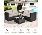 Costway 4PCS Outdoor Patio Rattan Furniture Set Cushioned Loveseat Storage Table