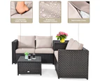 Costway 4PCS Outdoor Patio Rattan Furniture Set Cushioned Loveseat Storage Table