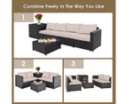 Costway 4PCS Outdoor Patio Rattan Furniture Set Cushioned Loveseat Storage Table