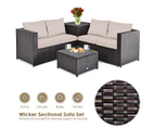 Costway 4PCS Outdoor Patio Rattan Furniture Set Cushioned Loveseat Storage Table