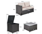 Costway 4PCS Outdoor Patio Rattan Furniture Set Cushioned Loveseat Storage Table