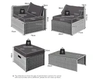 Costway 8pcs Outdoor Sofa Set All-weather Wicker Lounge Couch Patio Furniture w/Storage Box&Tempered Table Grey