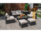 Costway 8pcs Outdoor Sofa Set All-weather Rattan Couch Patio Lounge Furniture Garden w/Storage Box&Tempered Table White