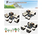 Costway 8pcs Outdoor Sofa Set All-weather Rattan Couch Patio Lounge Furniture Garden w/Storage Box&Tempered Table White