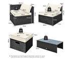 Costway 8pcs Outdoor Sofa Set All-weather Rattan Couch Patio Lounge Furniture Garden w/Storage Box&Tempered Table White