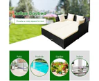 Costway Outdoor Patio Rattan Daybed Pillows Cushioned Sofa Furniture Beige