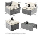 Costway 8pcs Outdoor Sofa Set All-weather Wicker Lounge Couch Patio Furniture w/Storage Box&Tempered Table White
