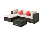 Costway 5PCS Patio Furniture Outdoor Rattan Sofa Lounge Set w/Cushions Glass Top Table Foot Pads Garden Backyard Beige