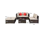 Costway 5PCS Patio Furniture Outdoor Rattan Sofa Lounge Set w/Cushions Glass Top Table Foot Pads Garden Backyard Beige