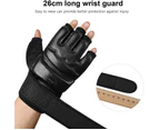 Punch Bag Boxing Martial Arts Mma Sparring Grappling Muay Thai Taekwondo Training Pu Leather Wrist Wraps Gloves-Black-L