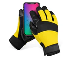 Non-slip Wear-resistant Full Finger Gloves for Rock Climbing Cycling Gardening - XL Yellow